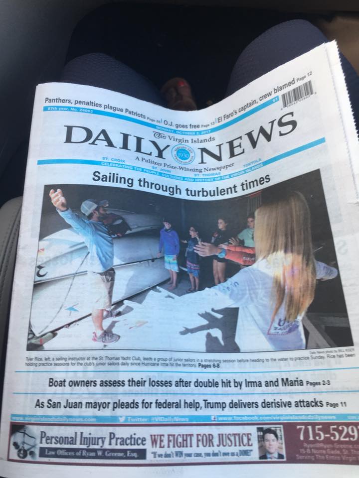 Publication about the Bow Sailing in Daily News (Virgin Islands)
