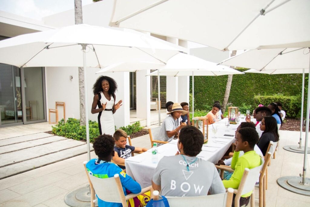 Elizabeth Nurse, the founder of the Bow Sailing, with her students