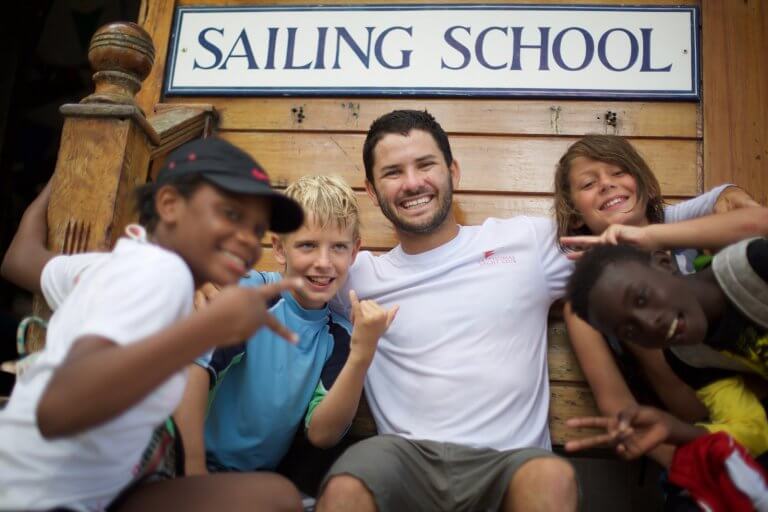 Tyler Rice, the founder of the Bow Sailing, with his students.