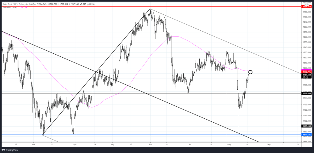 Xauusd 2021 08 16 15 46 37 1024X499 - Market Update 8/16 - Gold and Silver Near Resistance