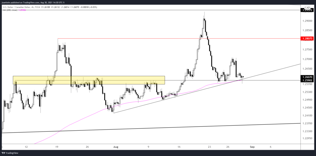 Usdcad 2021 08 30 14 30 31 1 1024X508 - Market Update 8/30 - USD into Support